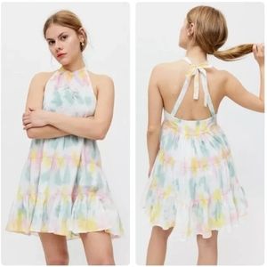 NEW!  UO Urban Outfitters Head in the Cloud Tie Dye Dress Pink Mint Yellow